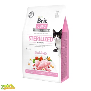 Сухой корм для стерилизованных кошек с чувствительным пищеварением Brit Care Cat GF Sterilized Sensitive кролик 2 кг